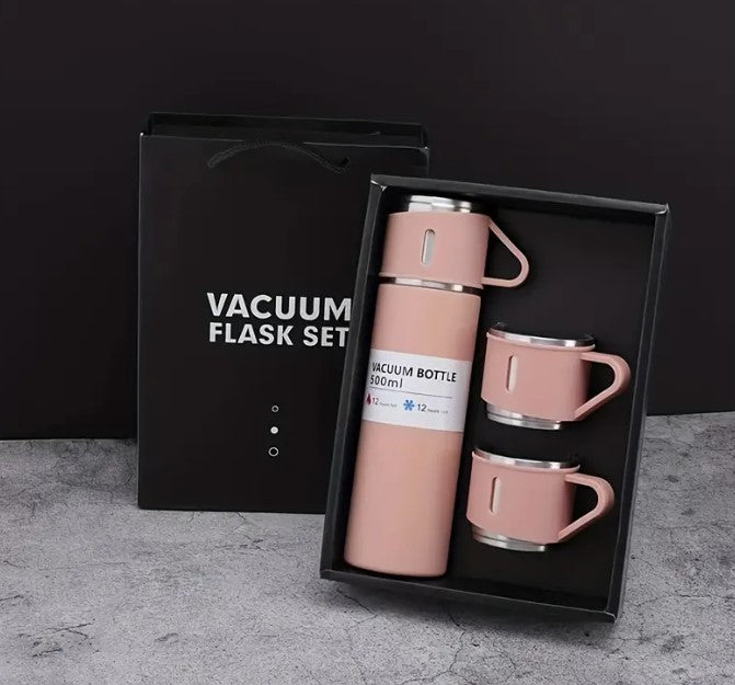 Set Térmico Premium de Acero Inoxidable – Termo + 2 Tazas | Mantiene Frío y Caliente