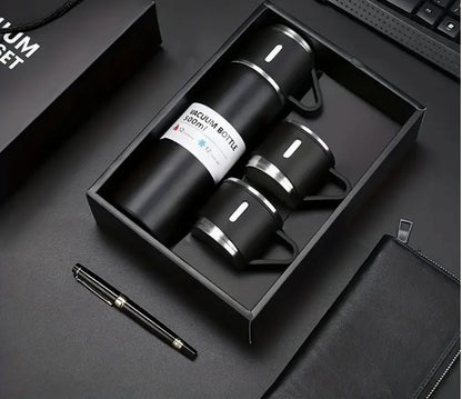Set Térmico Premium de Acero Inoxidable – Termo + 2 Tazas | Mantiene Frío y Caliente
